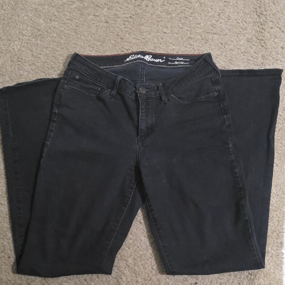 Eddie Bauer Black Denim Pants, Stretchy, Curvy, Boot Cut